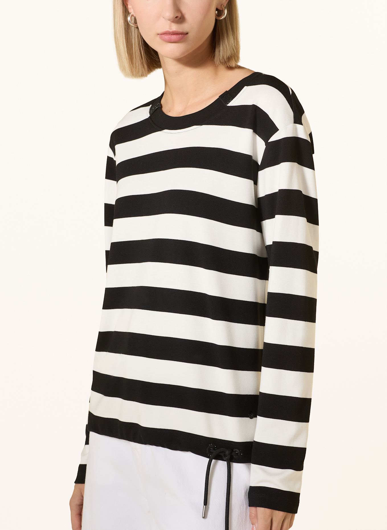 monari Sweatshirt mit Schmucksteinen: SCHWARZ / WEISS