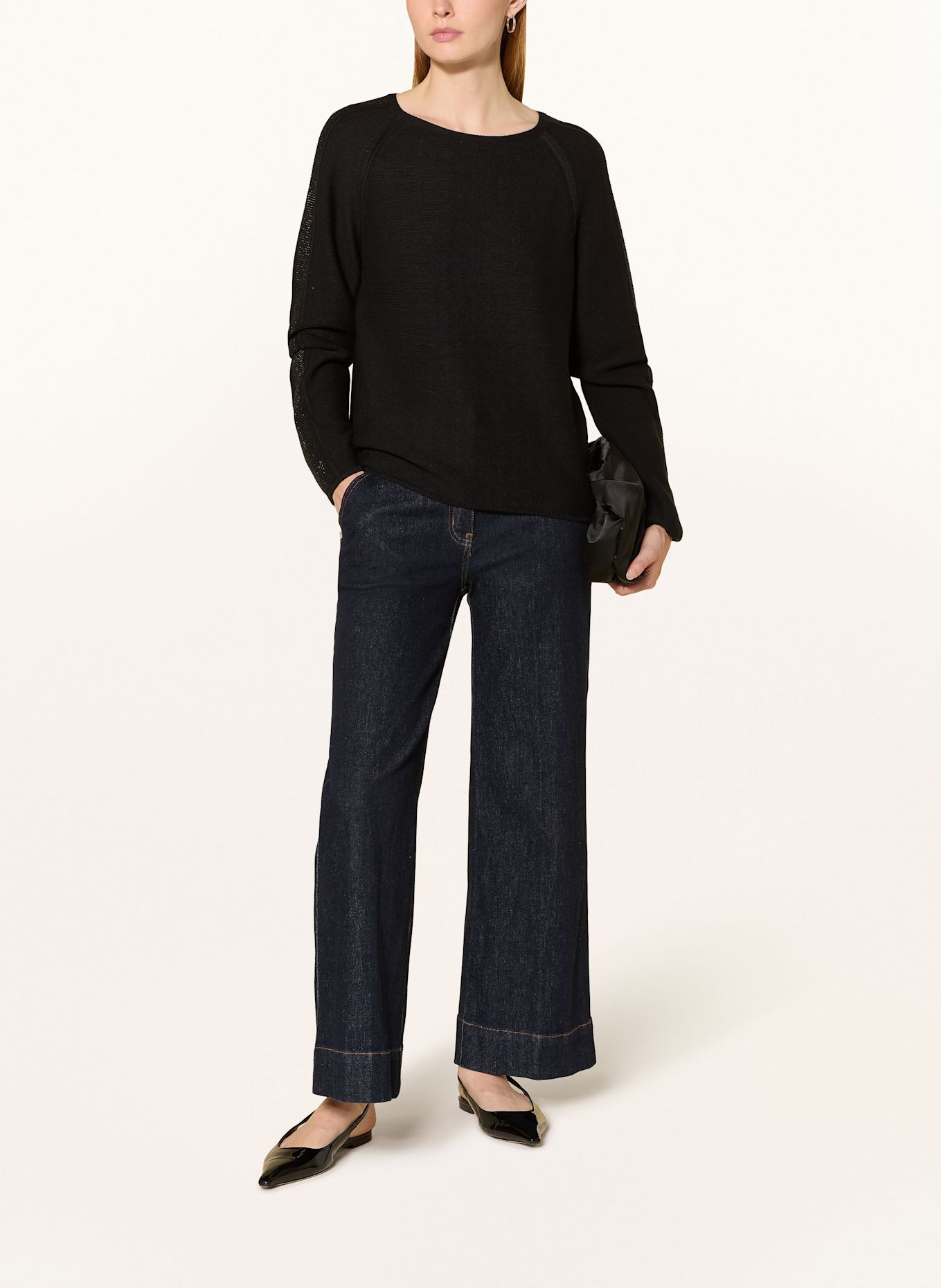 monari Pullover mit Schmucksteinen: SCHWARZ