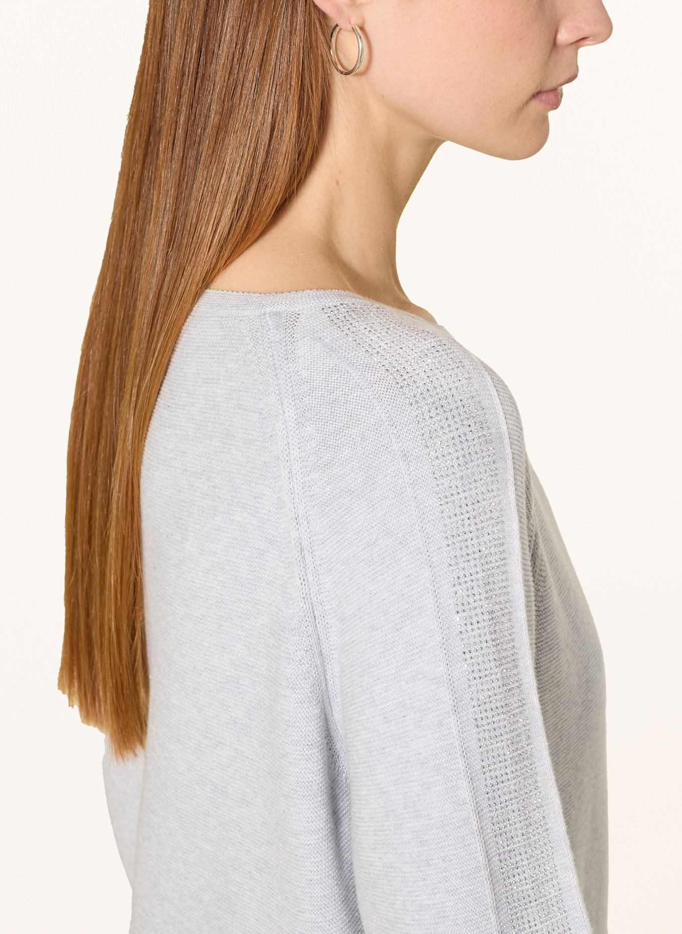 monari Pullover mit Schmucksteinen: HELLGRAU