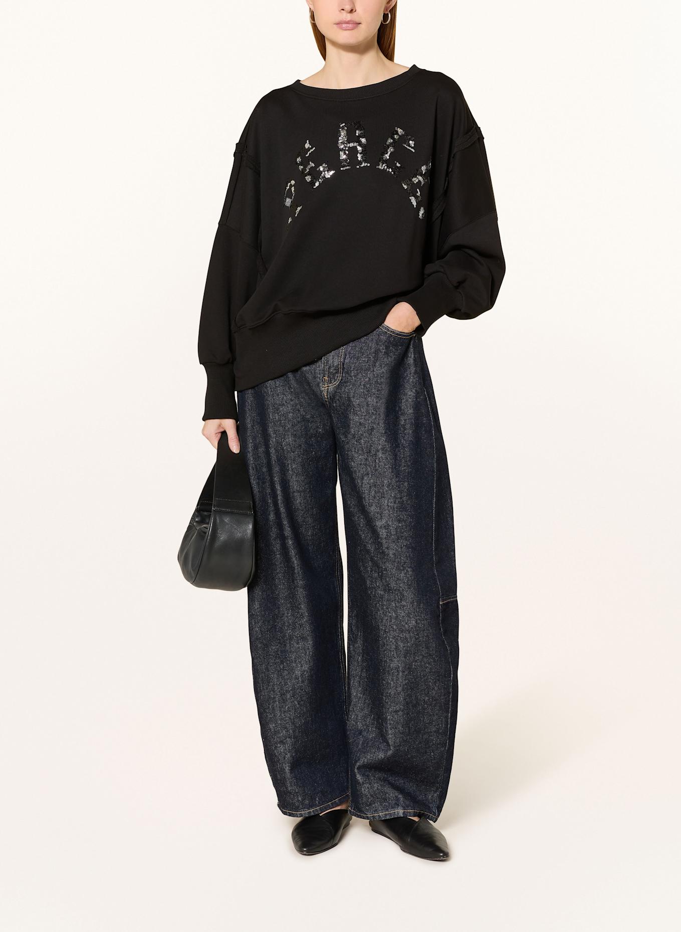 miss goodlife Sweatshirt mit Pailletten: SCHWARZ / SILBER