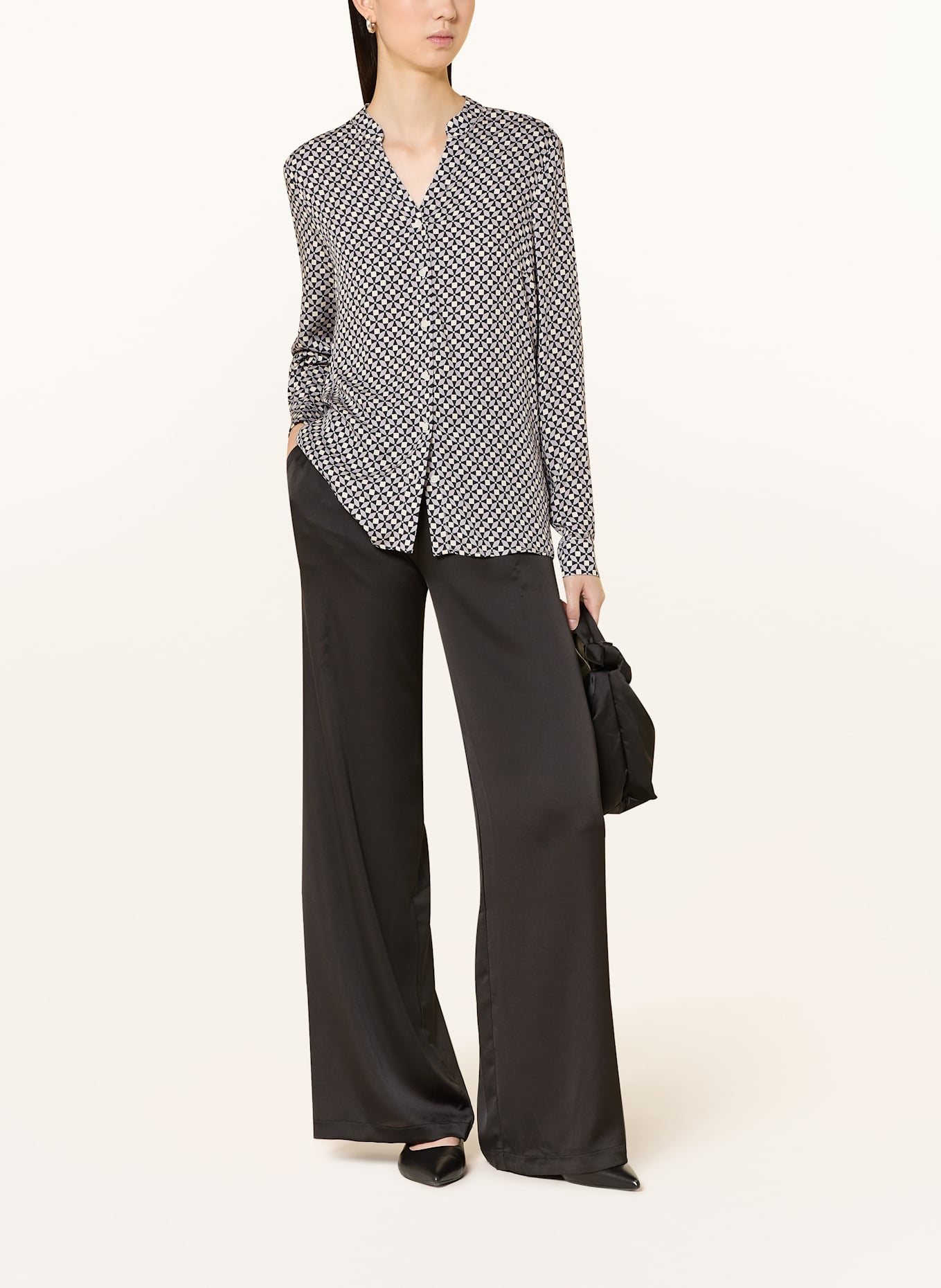 MORE & MORE Bluse: GRAU / SCHWARZ / ECRU