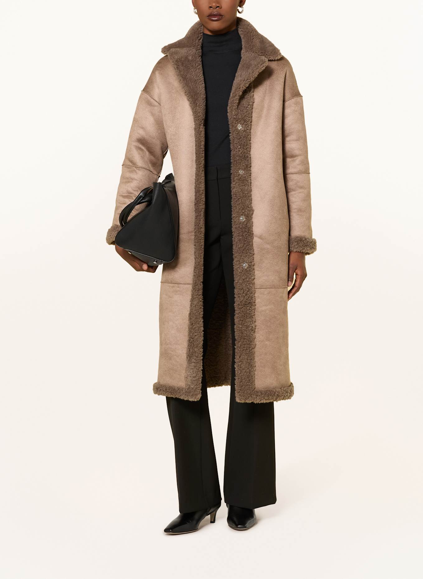 lilienfels Teddyfell-Mantel zum Wenden: TAUPE