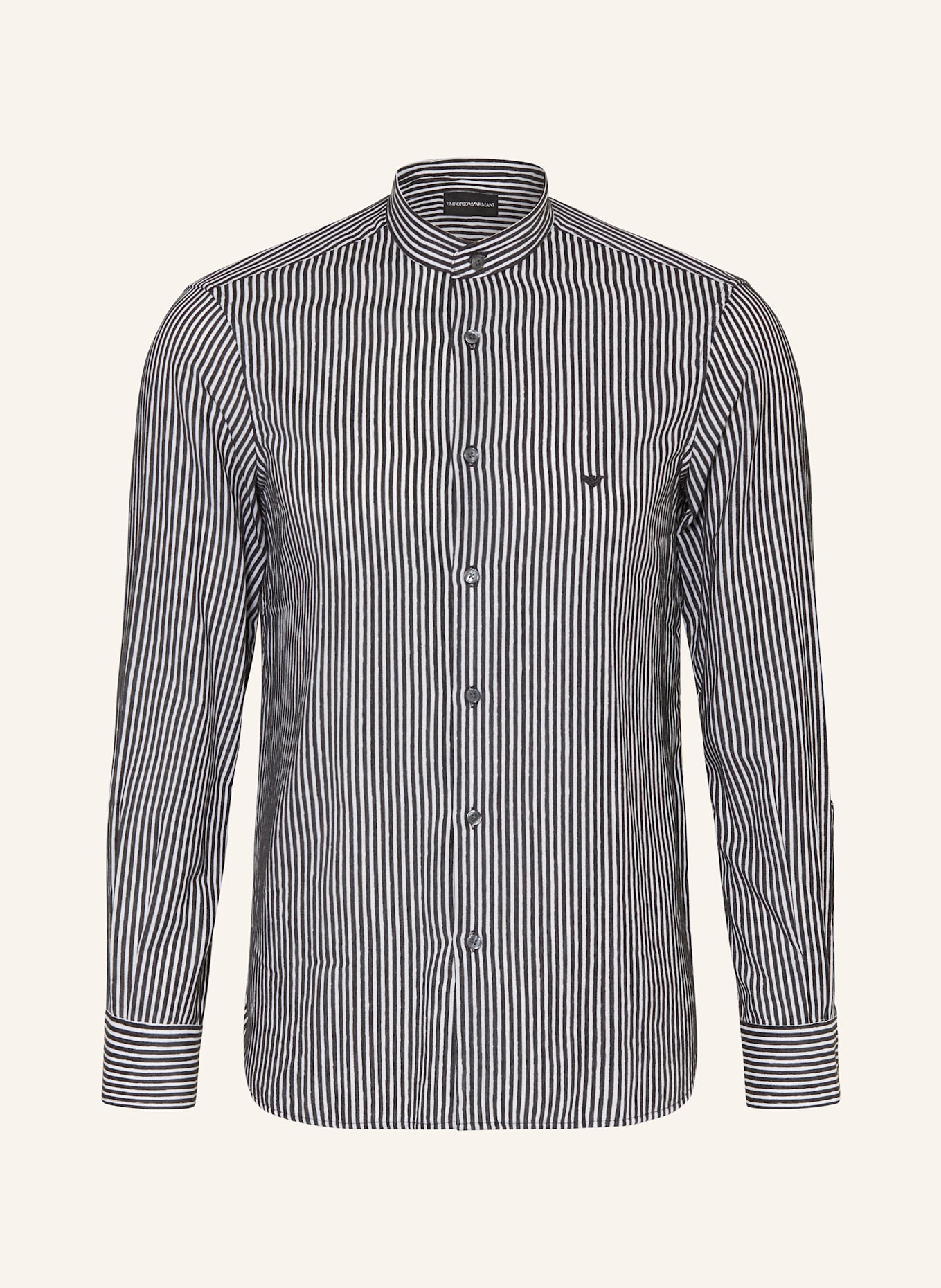 EMPORIO ARMANI Hemd Regular Fit mit Stehkragen: WEISS / DUNKELBLAU