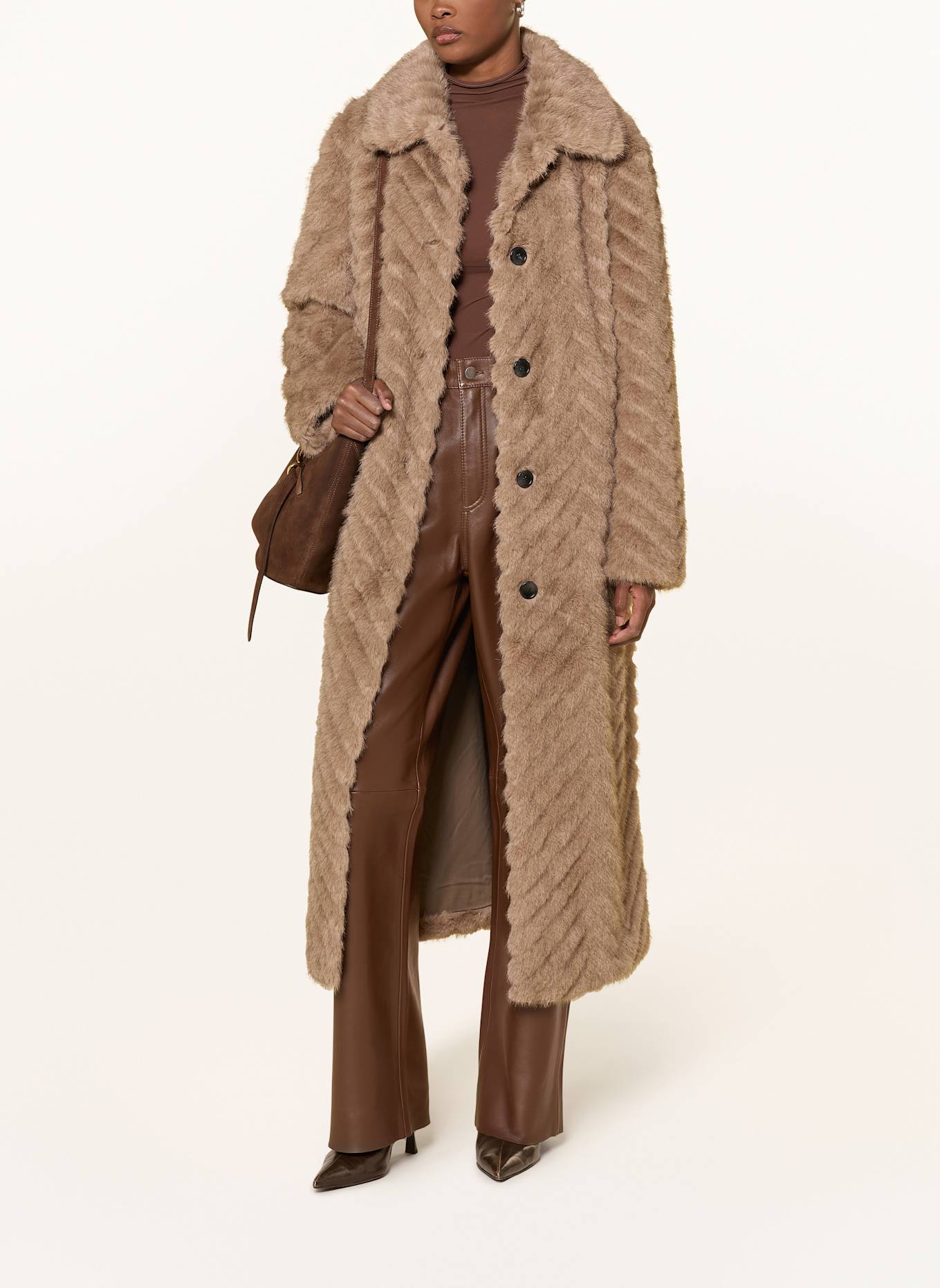 STUDIO AR Kunstpelz-Mantel SCARLET: CAMEL