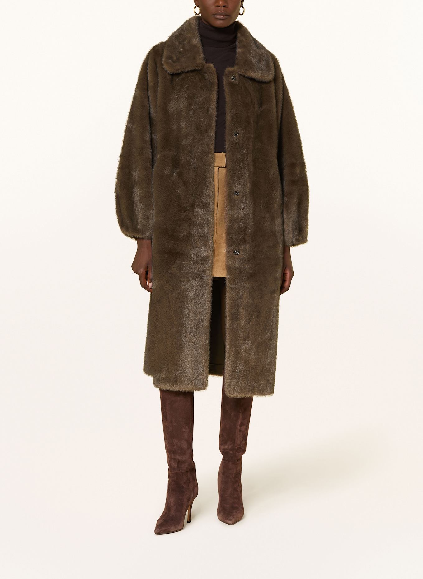 STUDIO AR Kunstpelz-Mantel ISABEL: DUNKELBRAUN