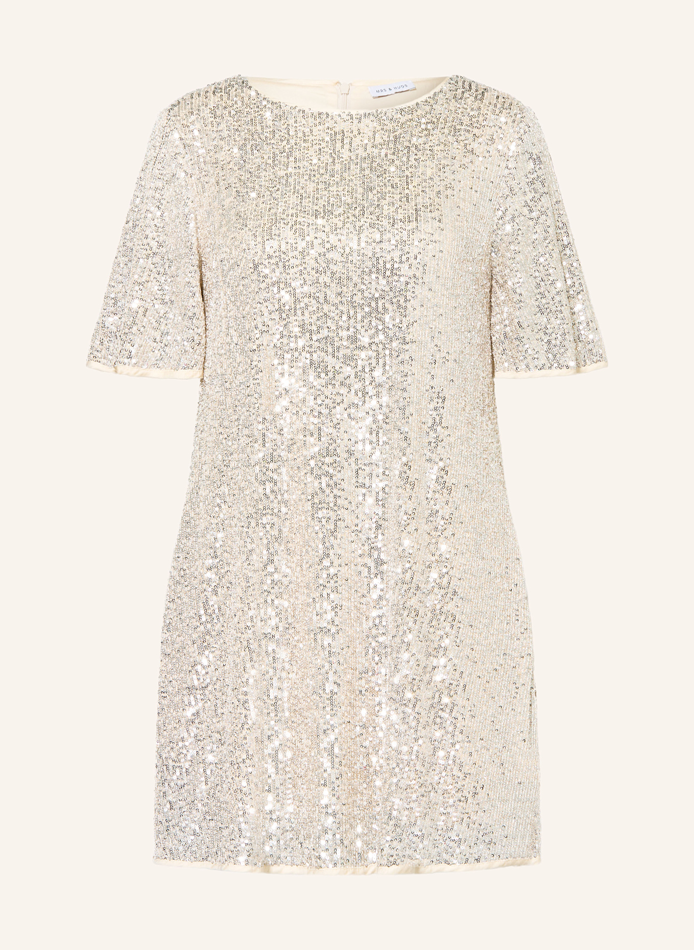 MRS & HUGS Kleid mit Pailletten: SILBER / NUDE
