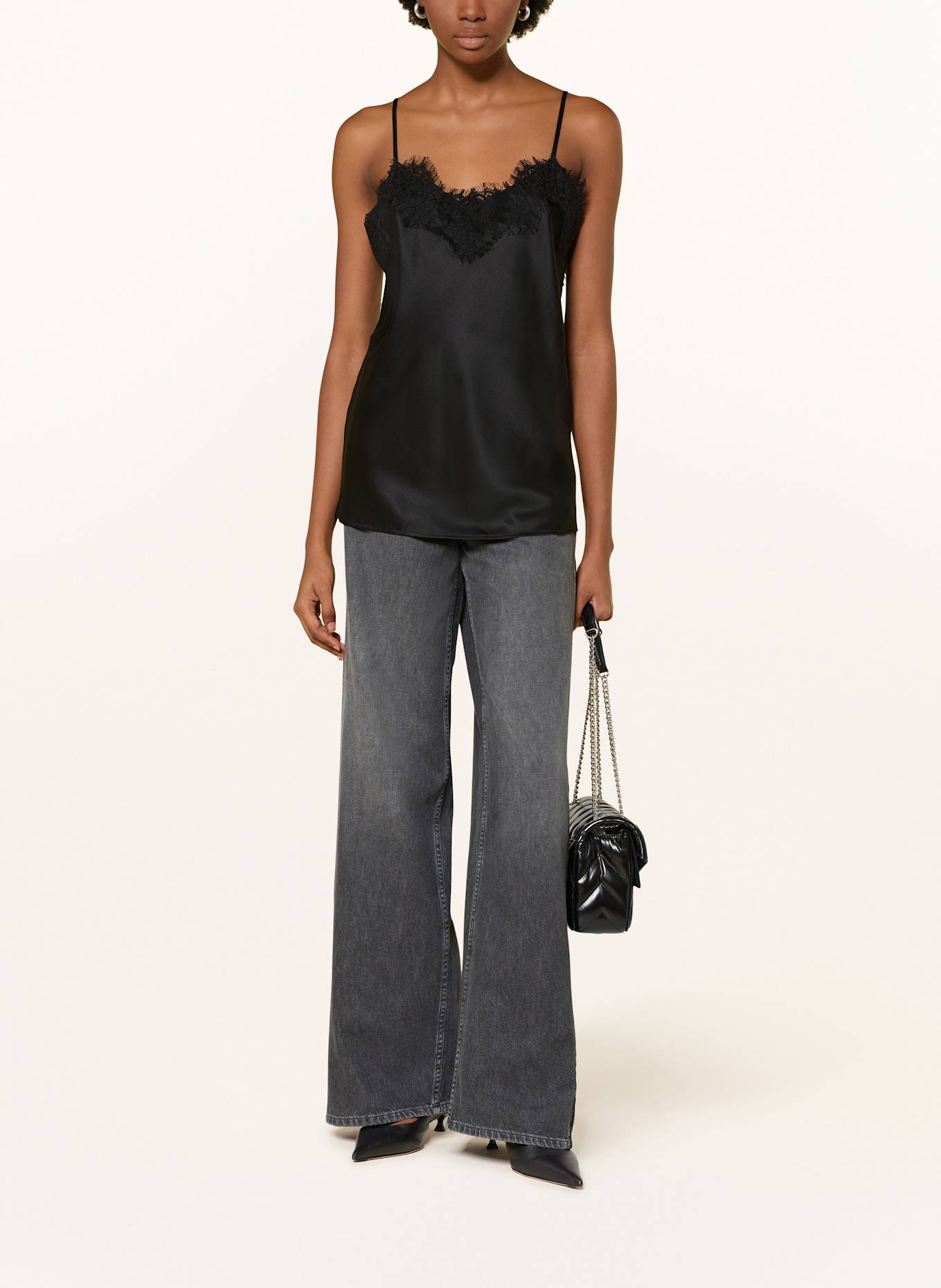 MRS & HUGS Seidentop und mit Lochspitze: SCHWARZ