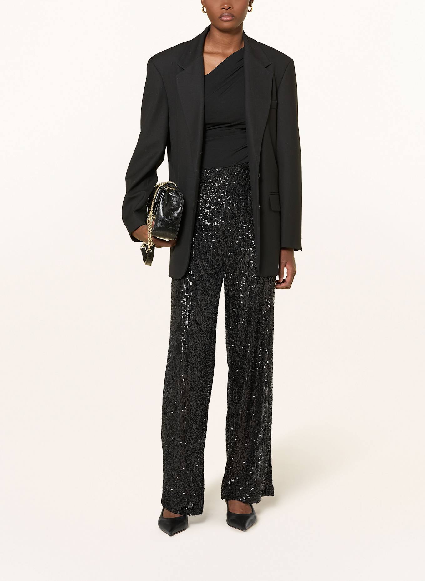 MRS & HUGS Marlenehose mit Pailletten: SCHWARZ