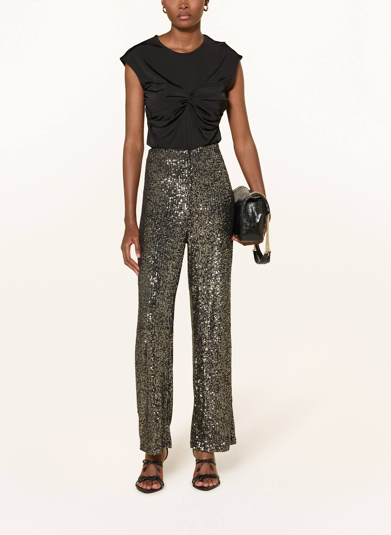 MRS & HUGS Marlenehose mit Pailletten: DUNKELGRAU