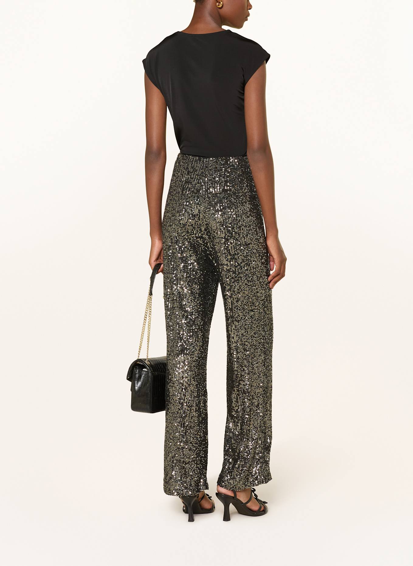 MRS & HUGS Marlenehose mit Pailletten: DUNKELGRAU