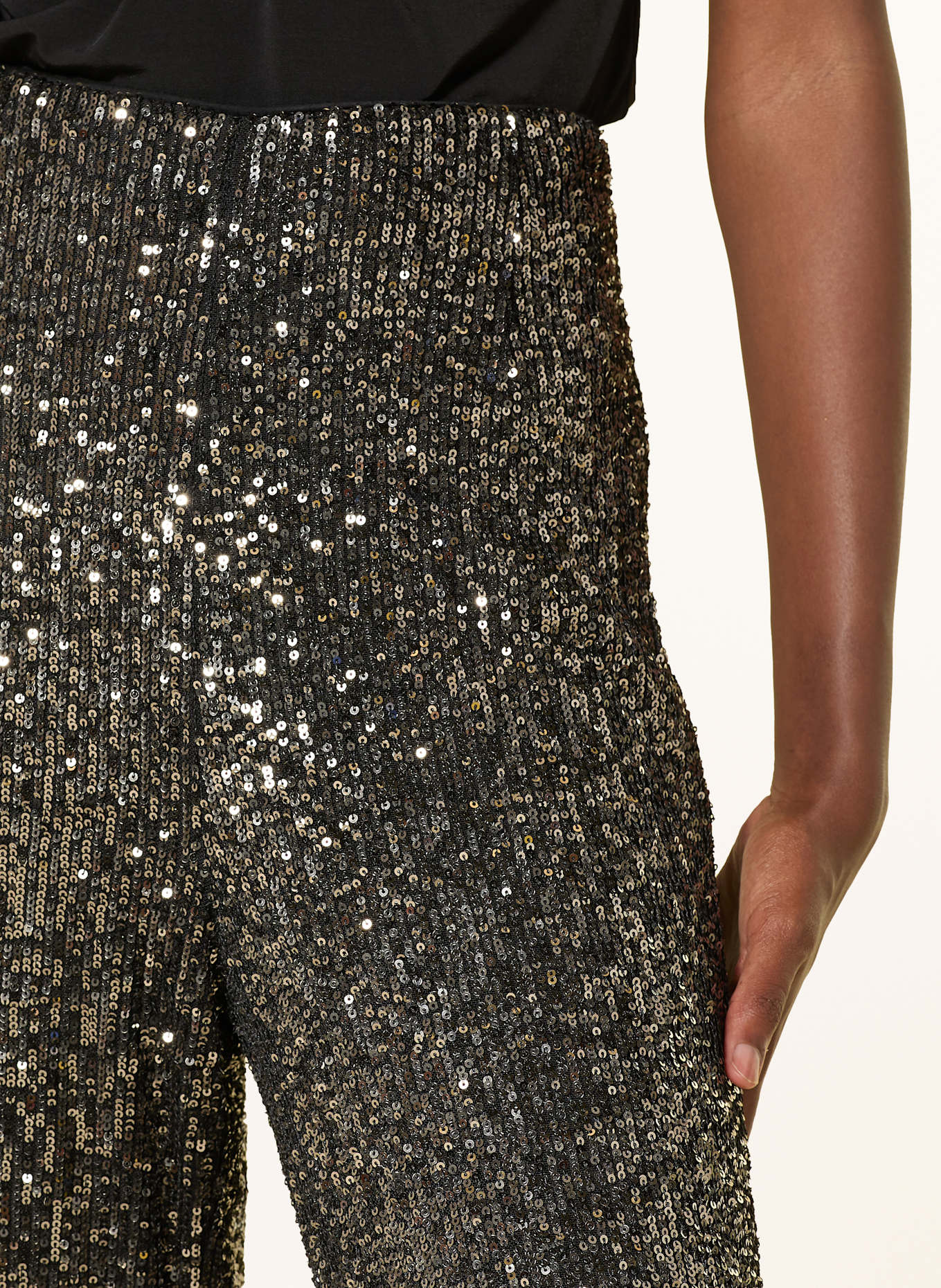 MRS & HUGS Marlenehose mit Pailletten: DUNKELGRAU