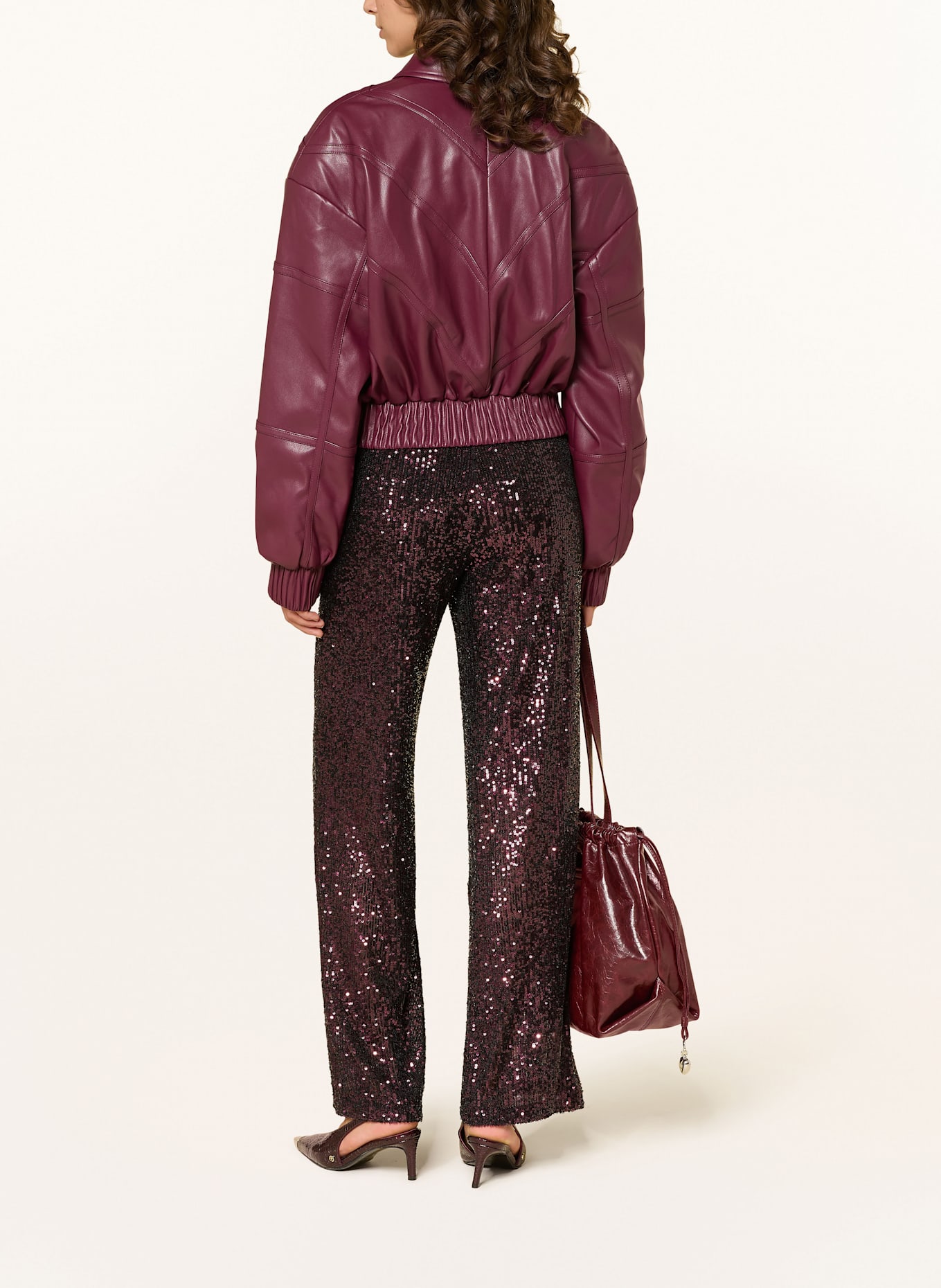 MRS & HUGS Marlenehose mit Pailletten: DUNKELROT