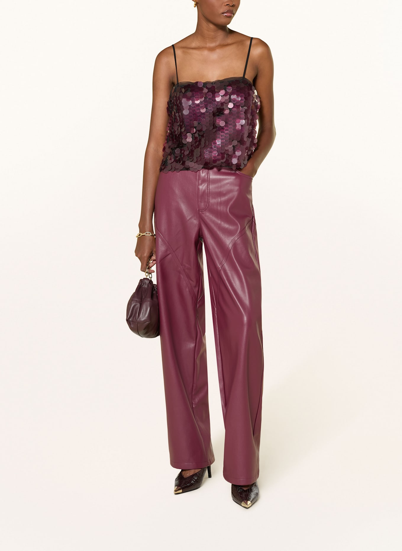 MRS & HUGS Top mit Pailletten: DUNKELROT