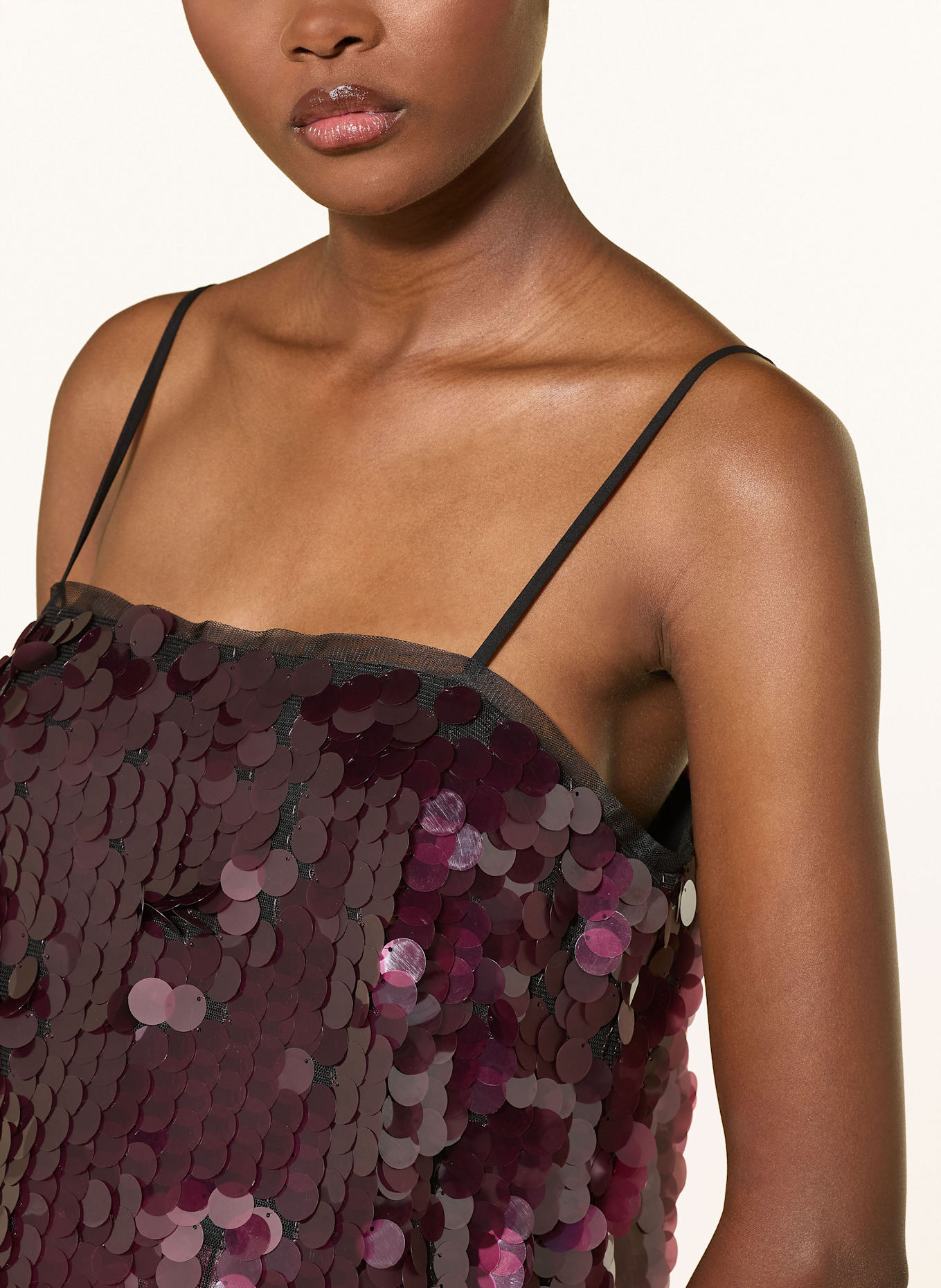 MRS & HUGS Top mit Pailletten: DUNKELROT