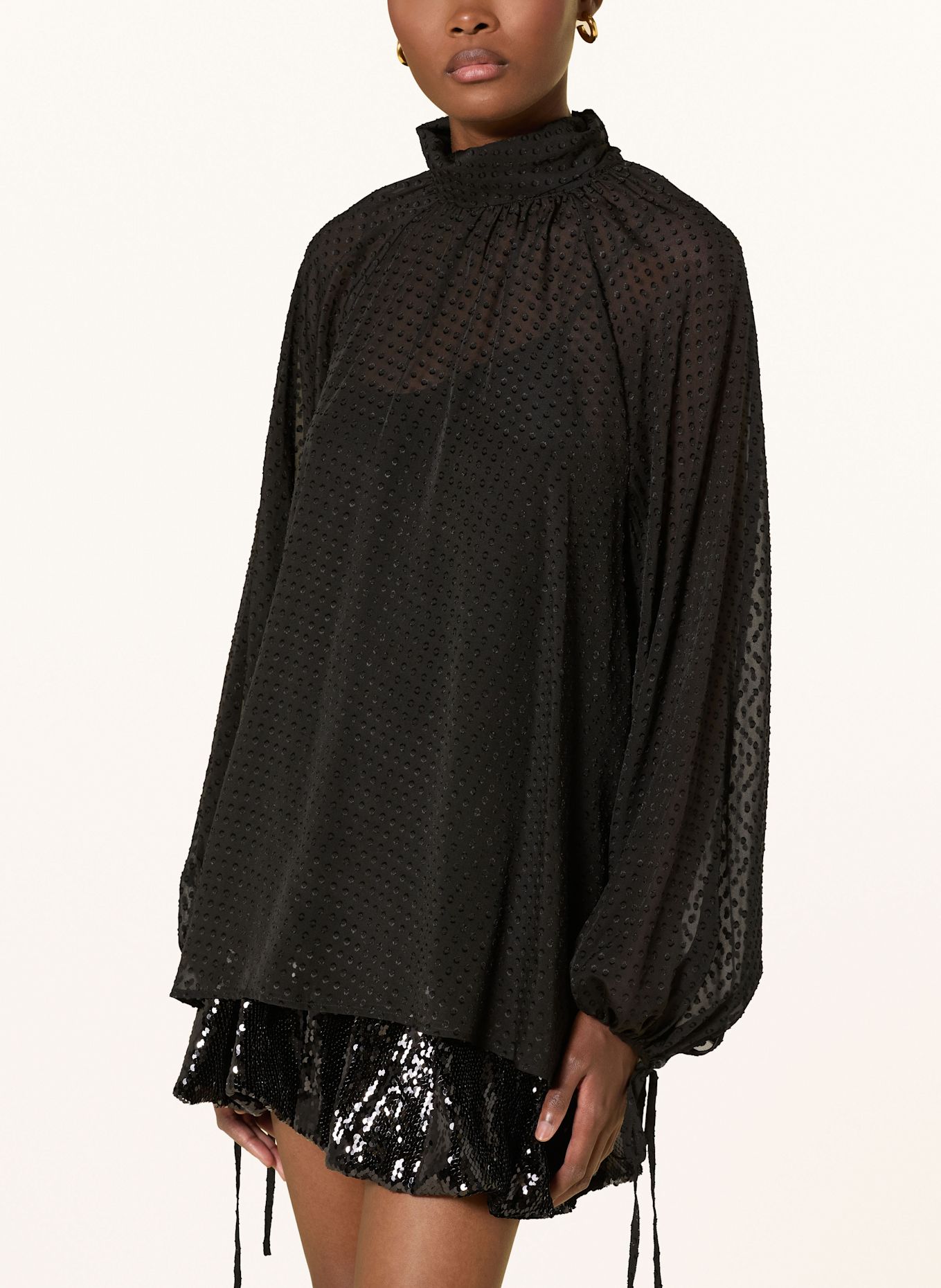 MRS & HUGS Blusenshirt aus Seide: SCHWARZ