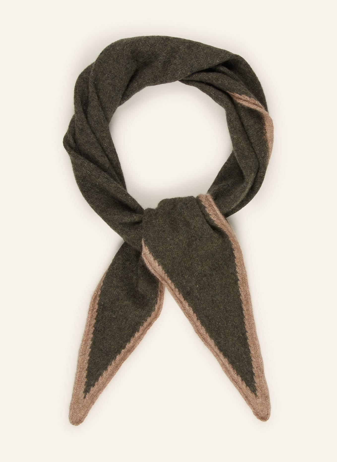 Oats & Rice Dreieckstuch aus Cashmere: DUNKELGRÜN / BEIGE
