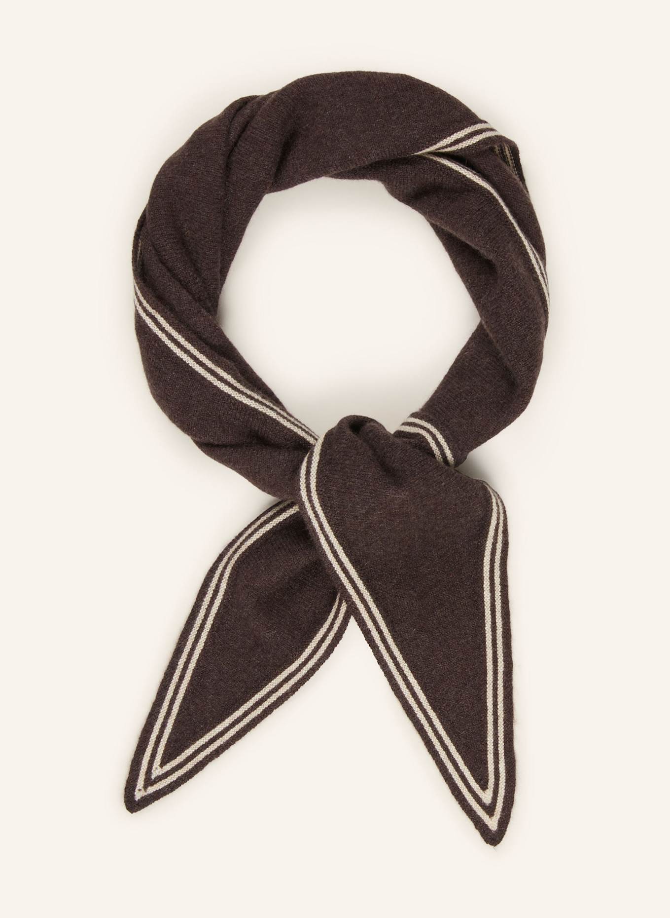 Oats & Rice Dreieckstuch BRONTE aus Cashmere: DUNKELBRAUN / CREME