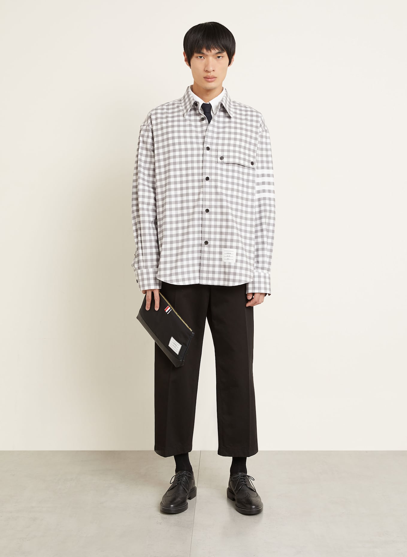 THOM BROWNE. Hemd Regular Fit: GRAU / WEISS