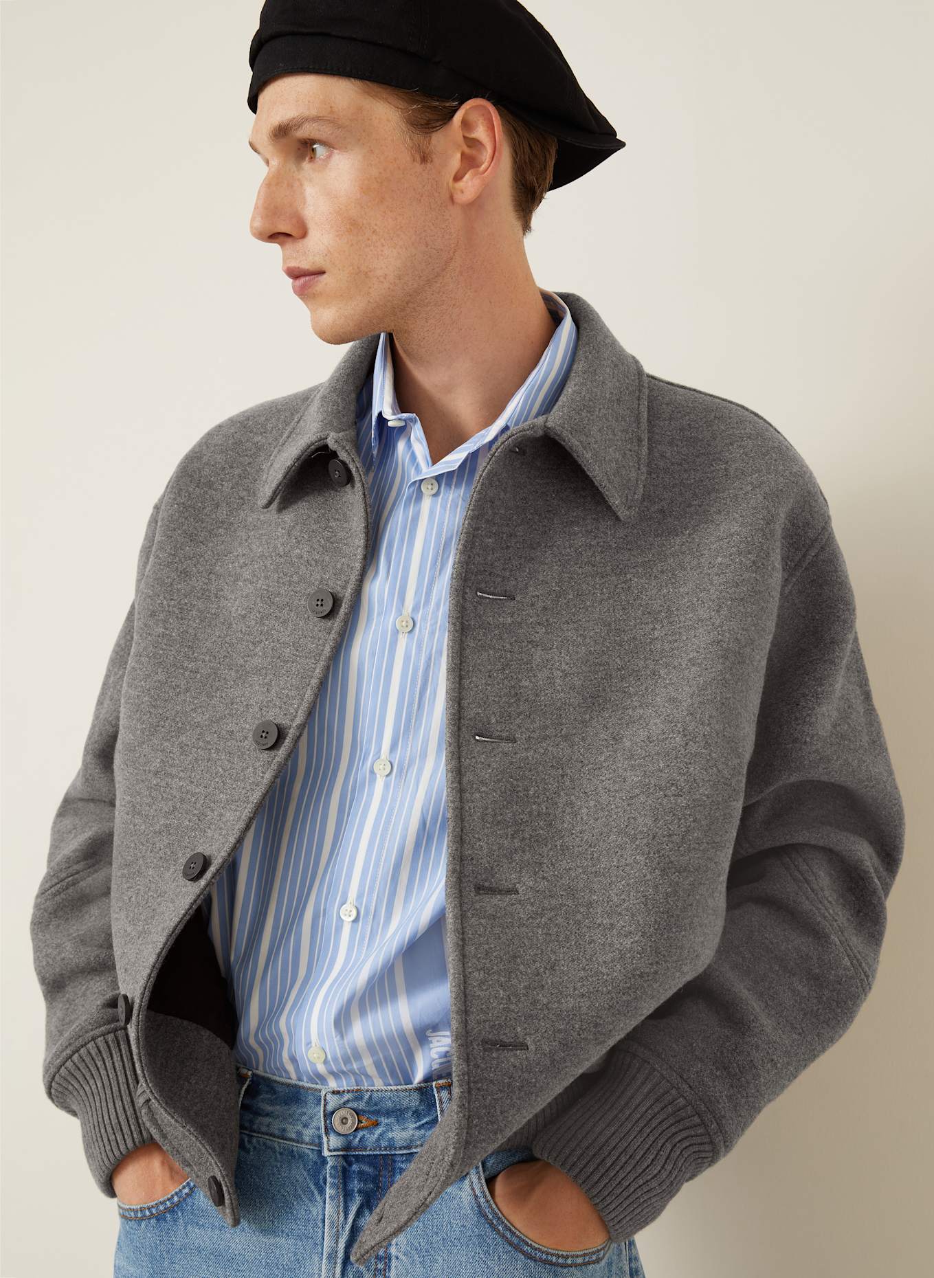 JACQUEMUS Jacke LE BOMBER FELTRO: GRAU