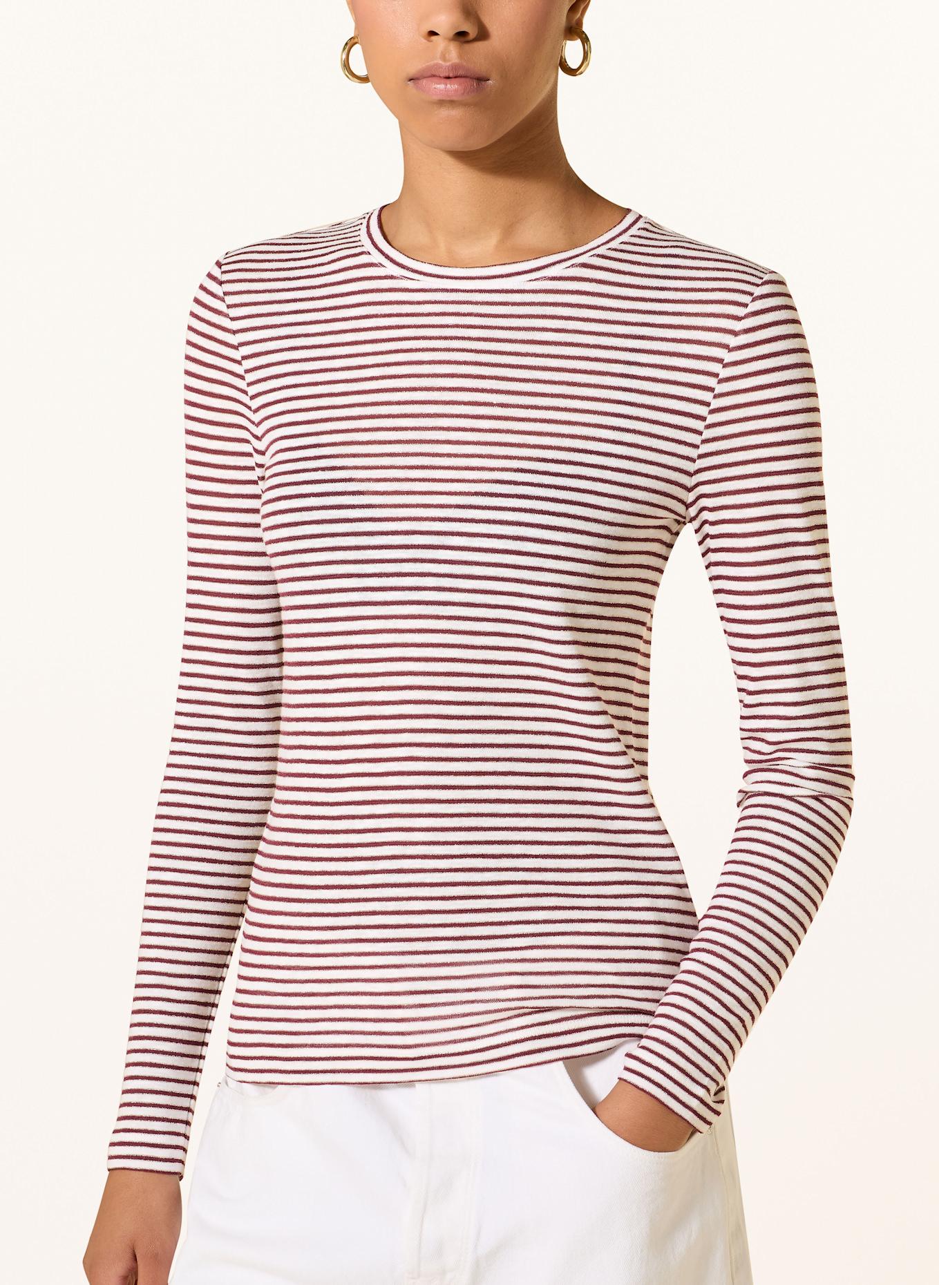 Rich & Royal Longsleeve mit Glitzergarn: WEISS / DUNKELROT / GOLD