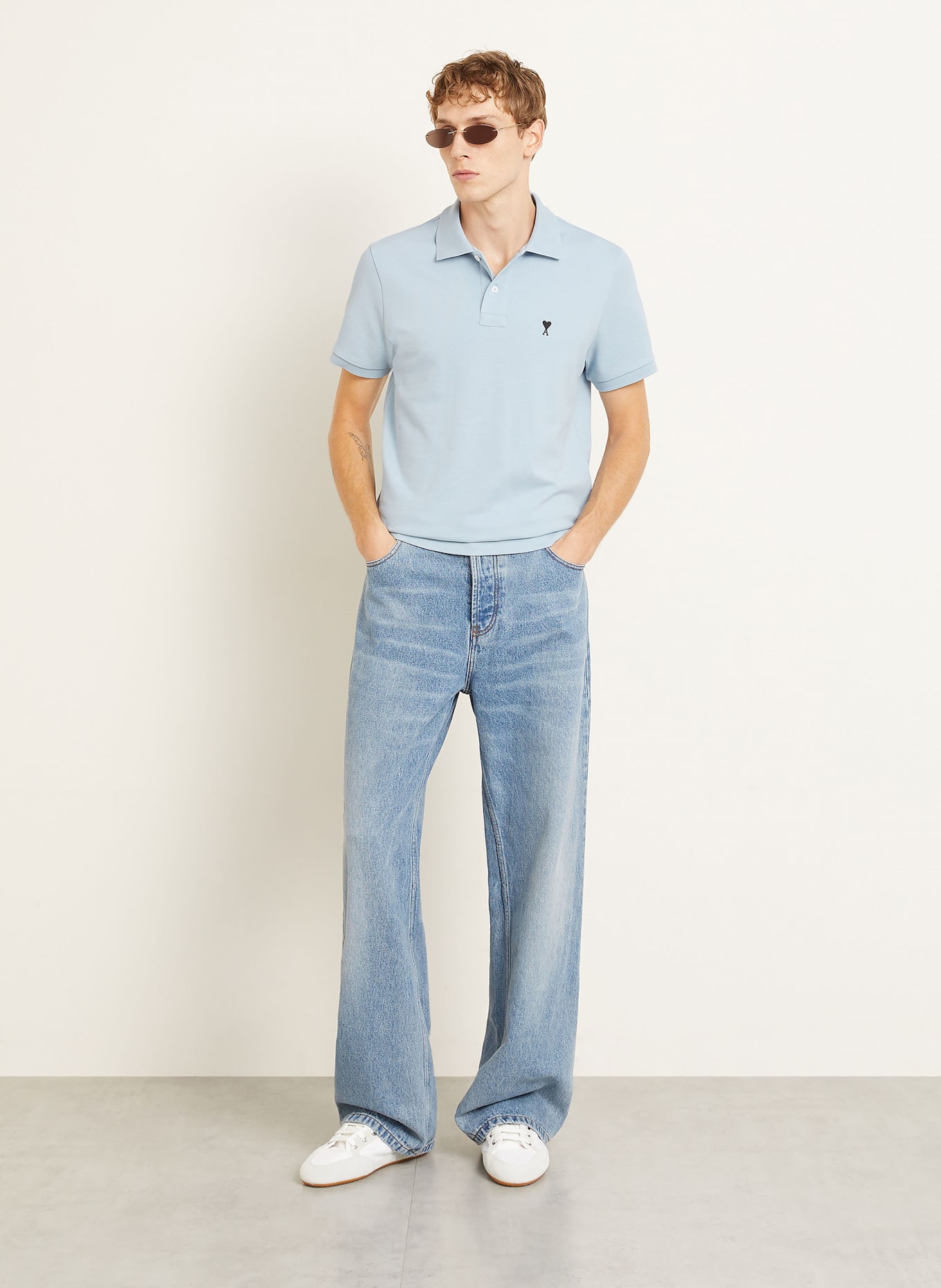 AMI PARIS Koszulka polo z piki: JASNONIEBIESKI