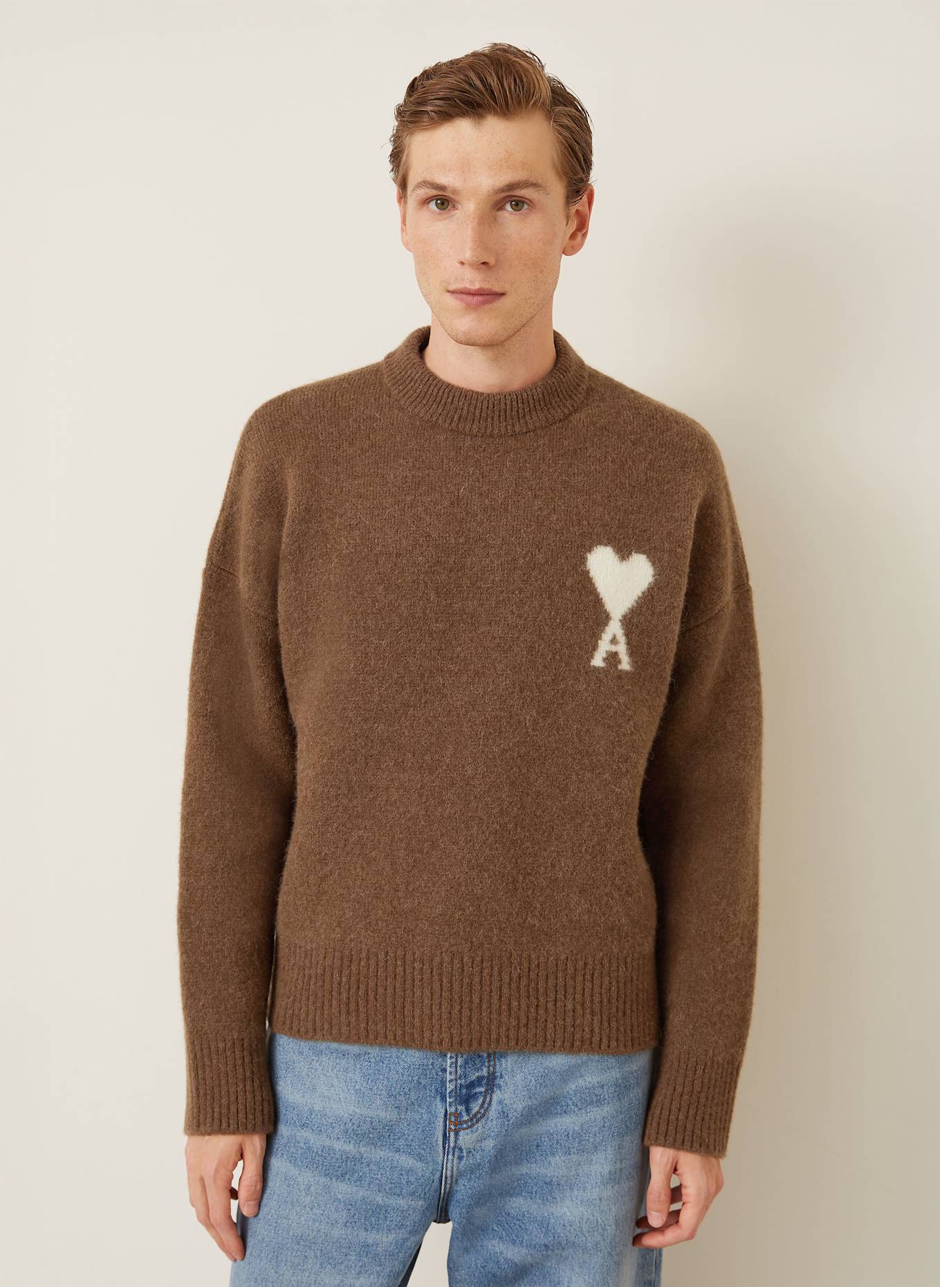 AMI PARIS Pullover mit Alpaka: BRAUN