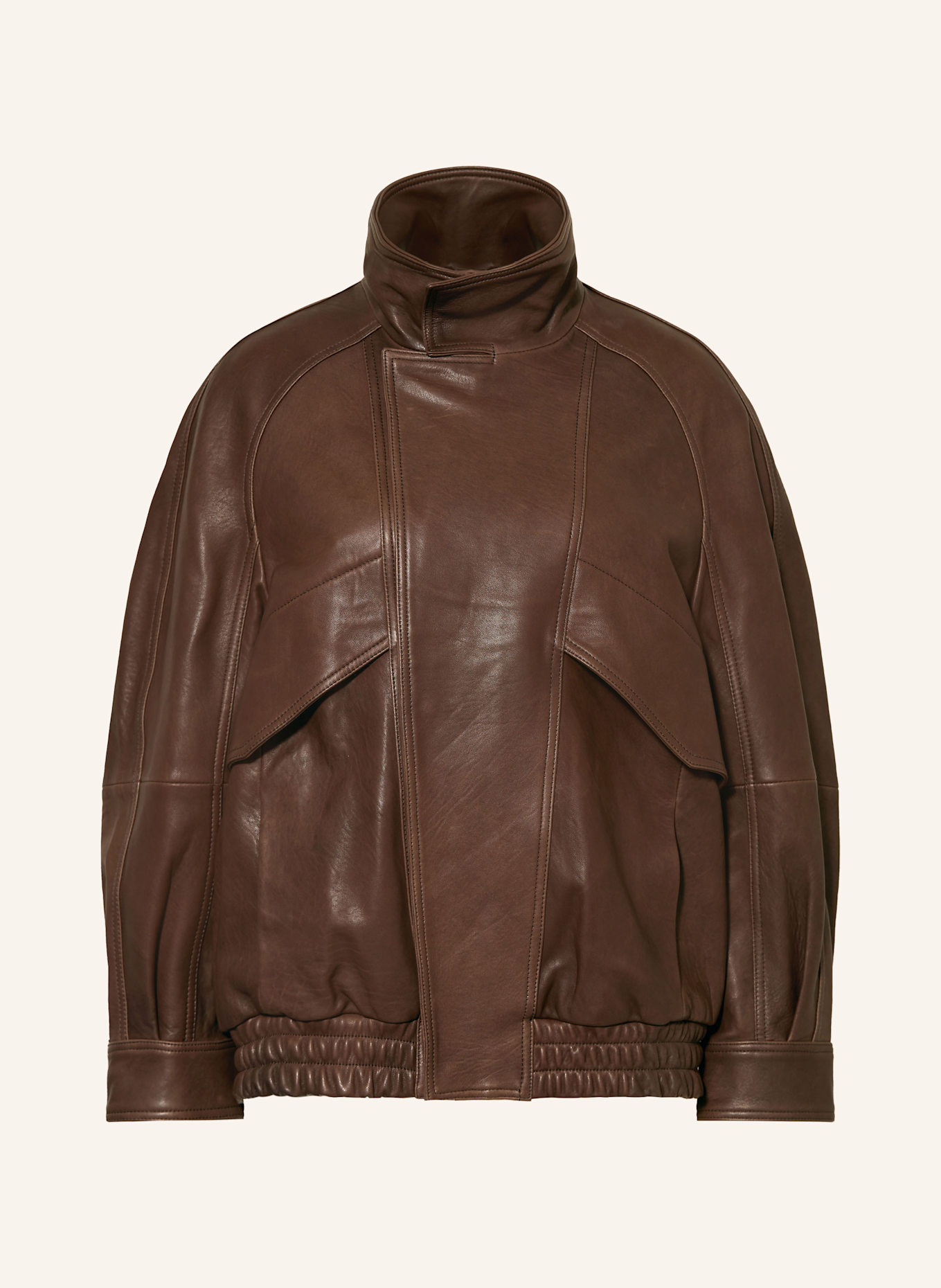 NOUR HAMMOUR Skórzany bluzon ARISTE: BRĄZOWY