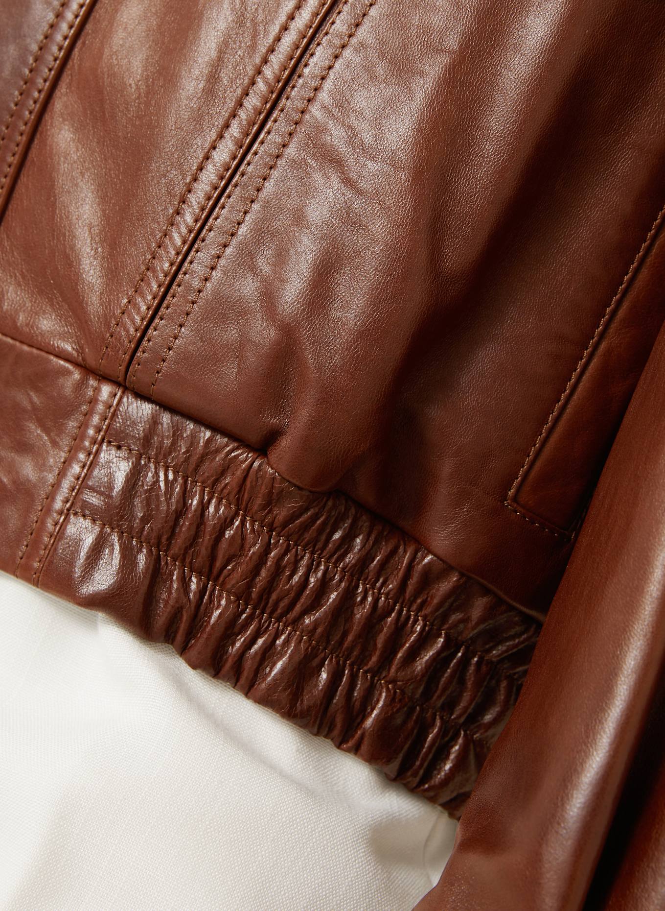 NOUR HAMMOUR Skórzany bluzon DALMA: BRĄZOWY