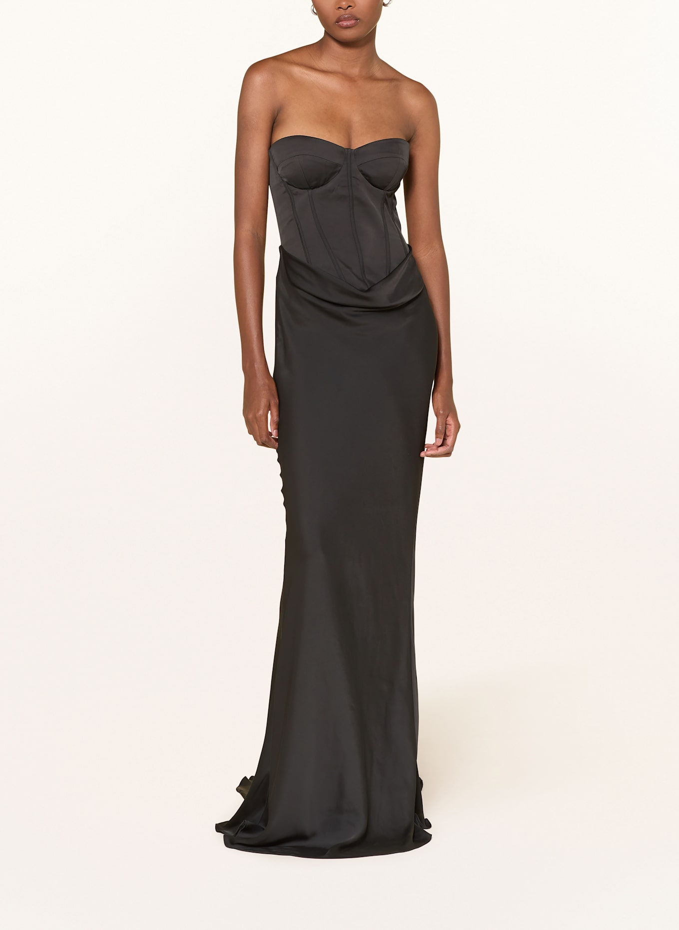 ROTATE Satinkleid: SCHWARZ