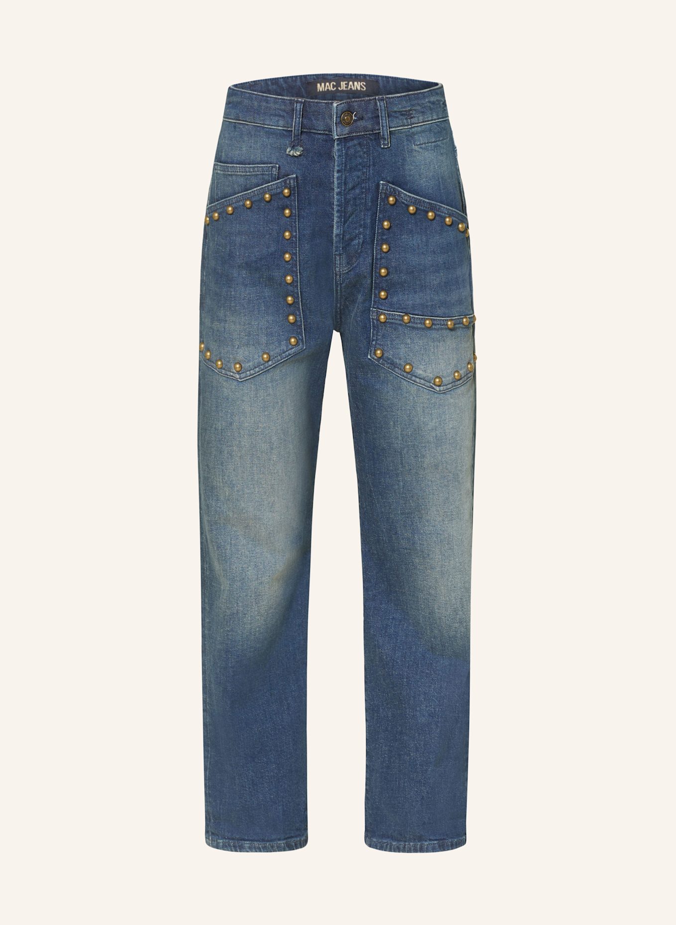 MAC Jeansy bojówki z ćwiekami: D595 greenish blue used