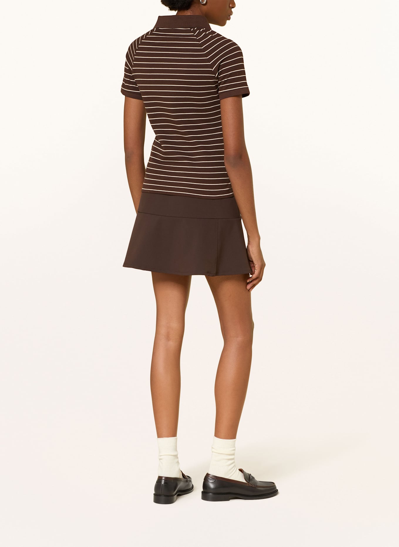 SAMSØE  SAMSØE T-shirt SAMIA: DARK BROWN / ECRU