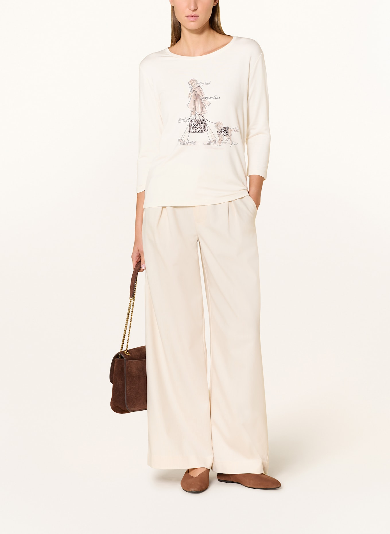 monari Shirt with 3/4 sleeves and decorative gems: ECRU