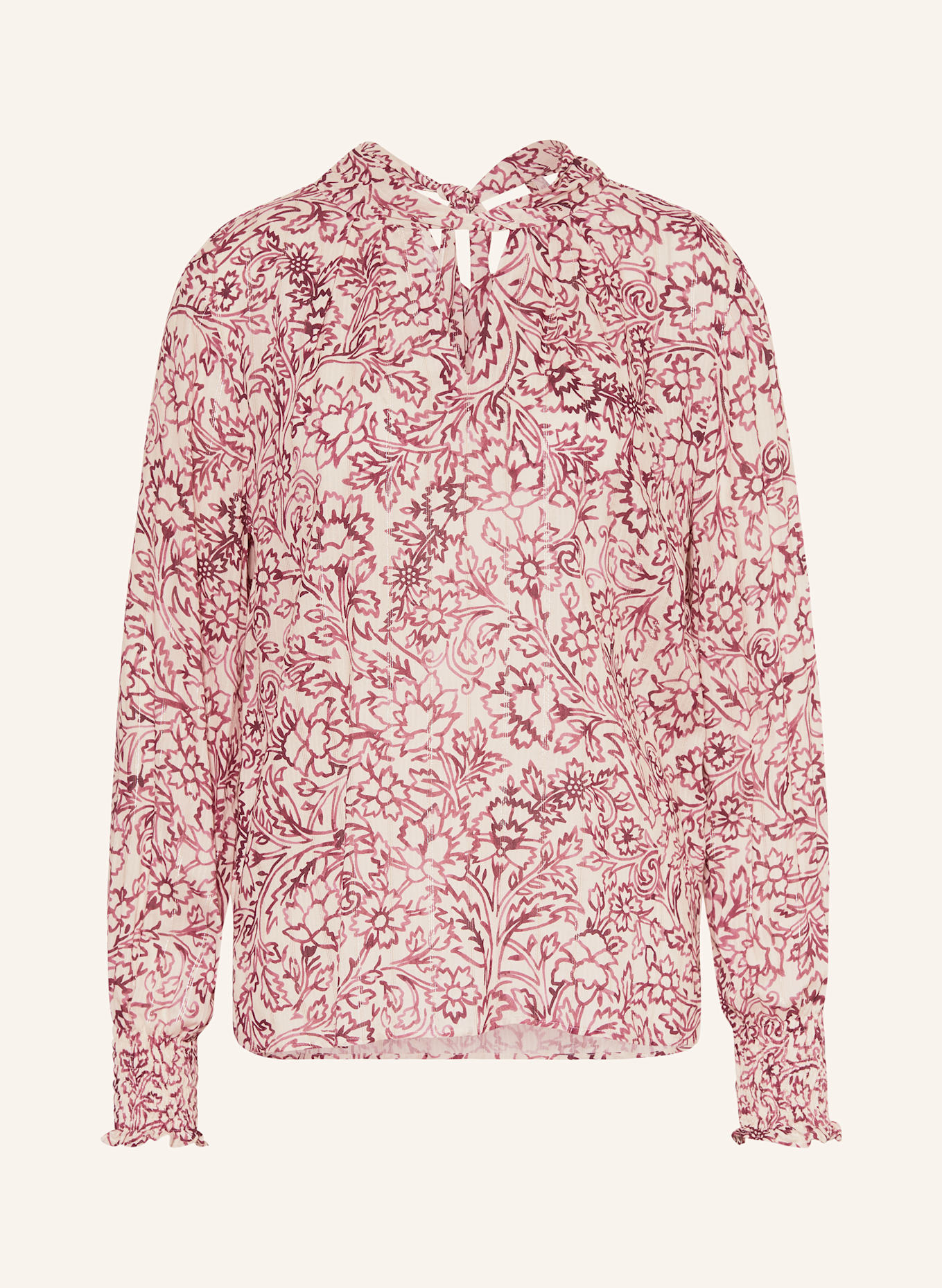 ETERNA Blusenshirt mit Glitzergarn und Cut-outs: NUDE / FUCHSIA