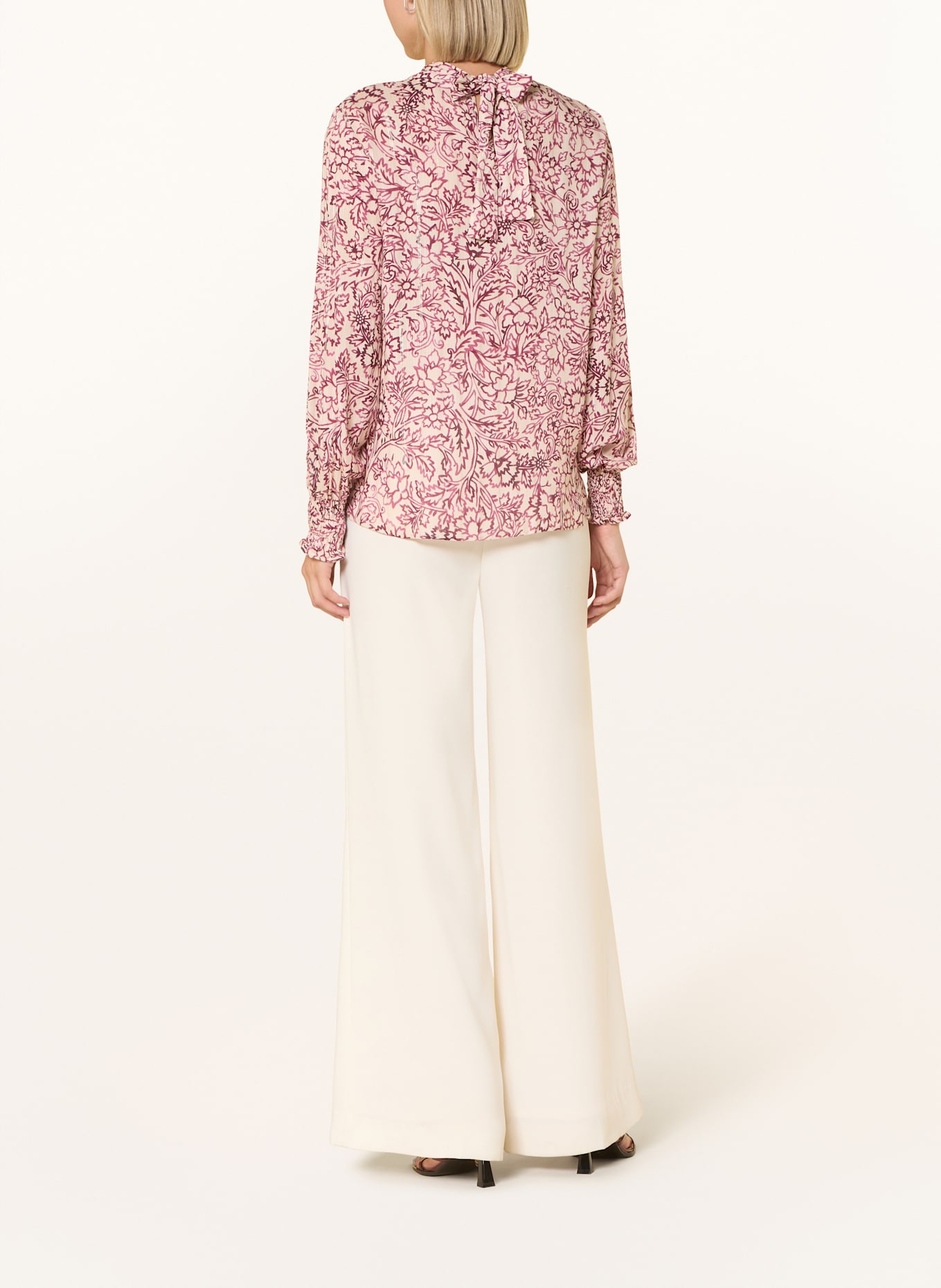 ETERNA Blusenshirt mit Glitzergarn und Cut-outs: NUDE / FUCHSIA