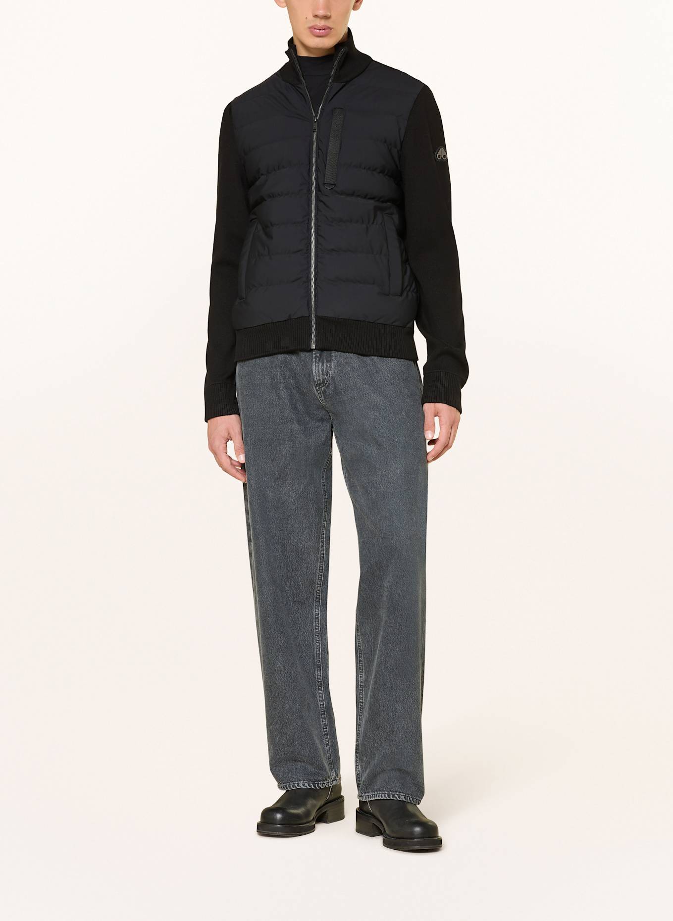 MOOSE KNUCKLES Lightweight-Daunenjacke KAMET im Materialmix: SCHWARZ