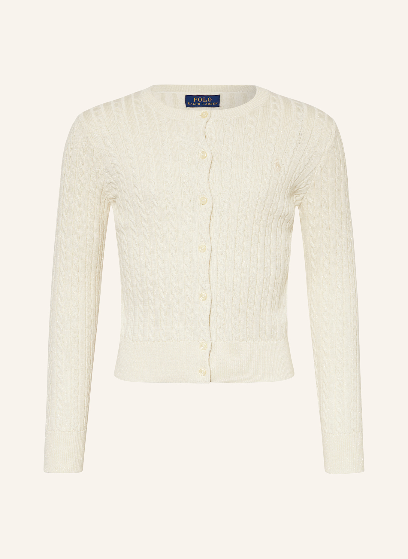 POLO RALPH LAUREN Cardigan avec fil pailleté: ÉCRU/ OR