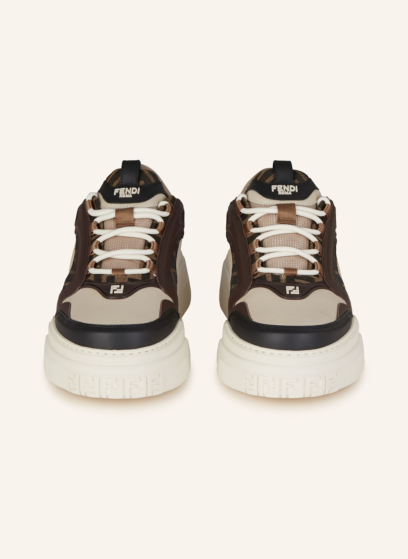 FENDI Sneaker FORCE: DUNKELBRAUN / BEIGE / ECRU