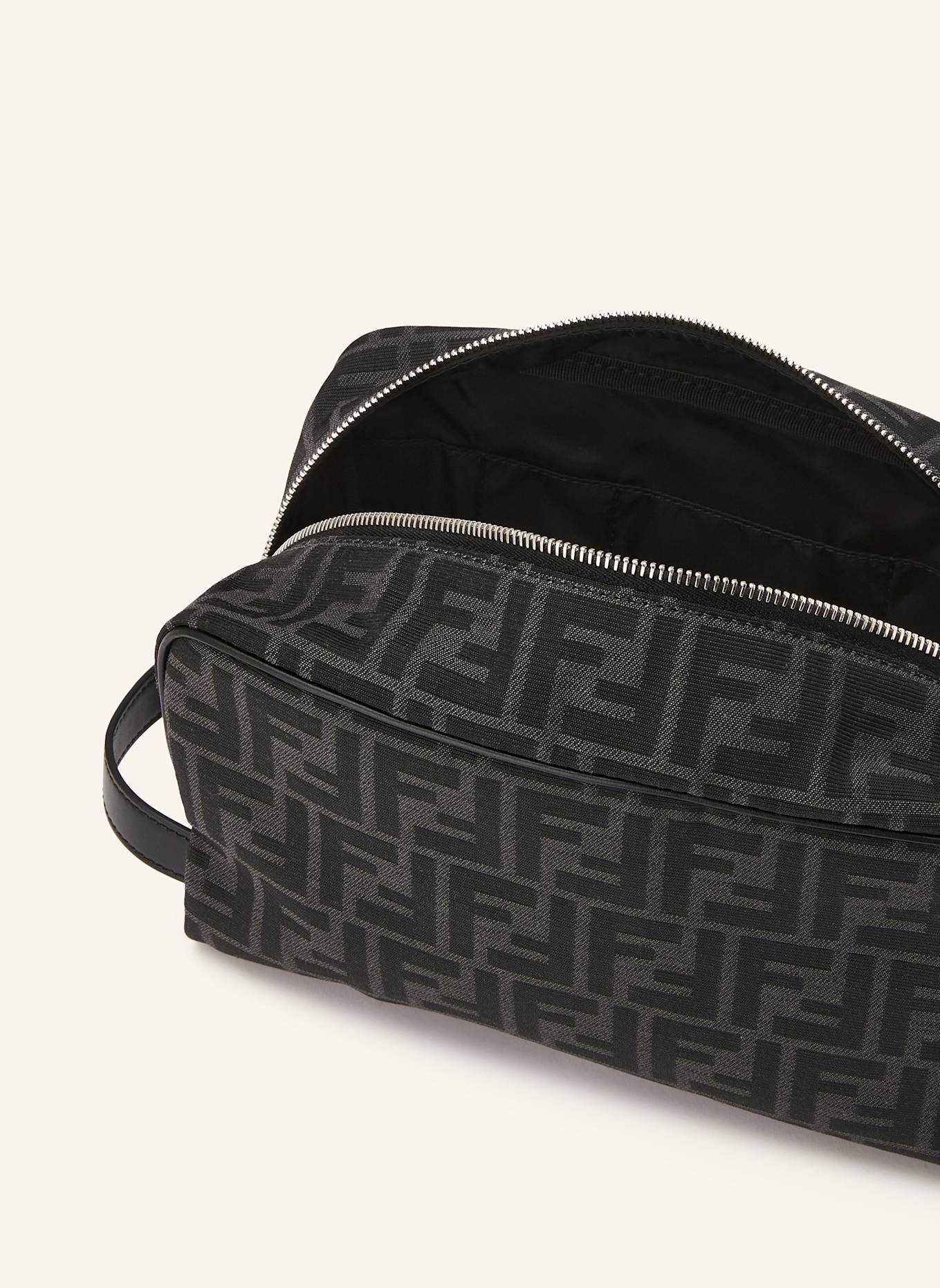 FENDI Toiletry bag in black/ taupe