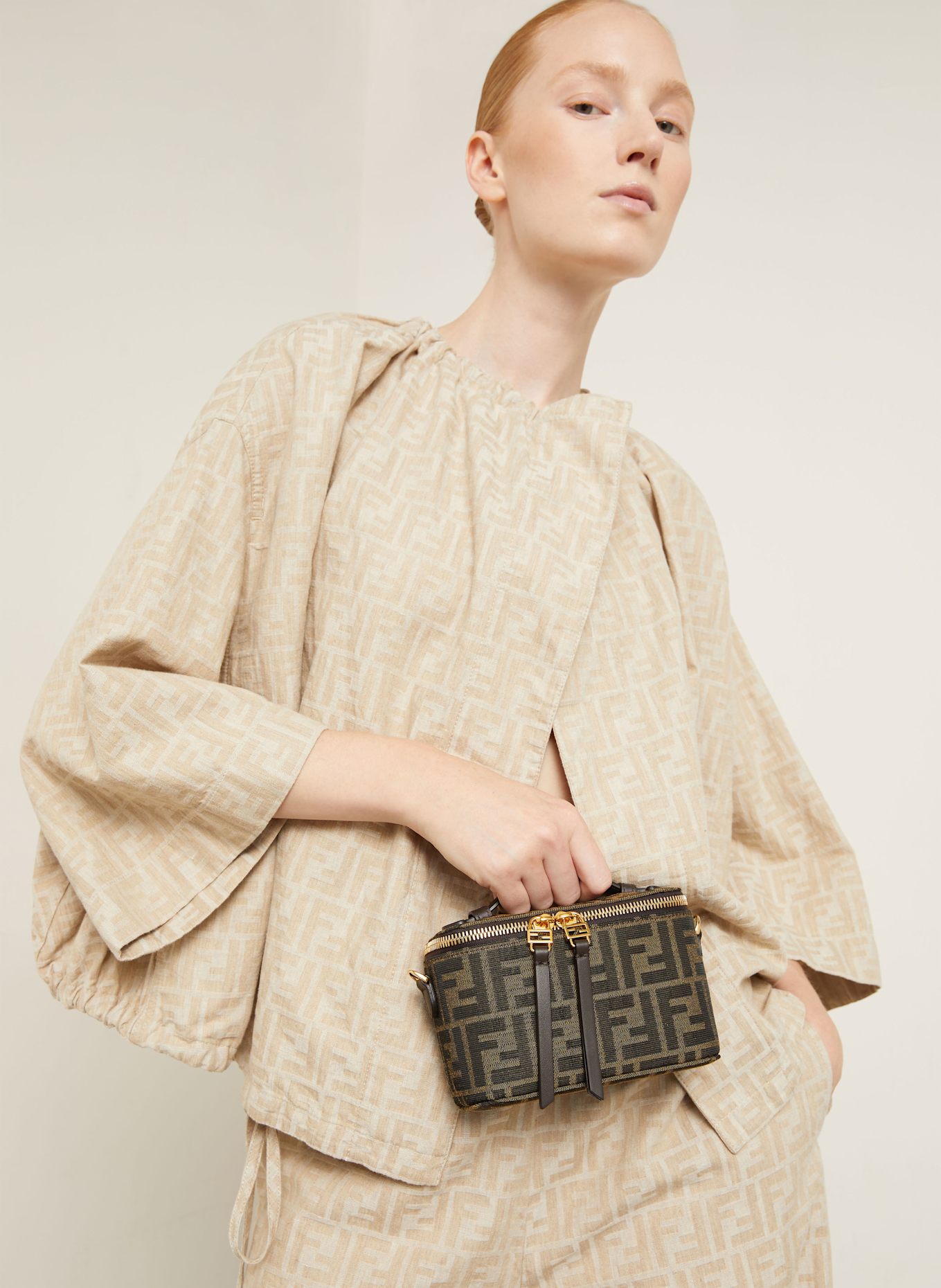 FENDI Jacquard-Gürteltasche VANITY: BRAUN / DUNKELBRAUN