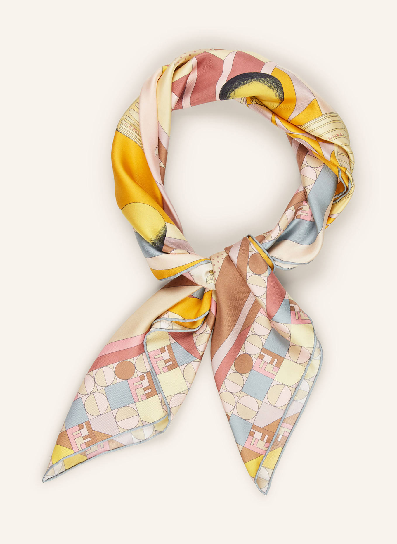 FENDI Seidentuch: ROSA / HELLBRAUN / HELLGRÜN