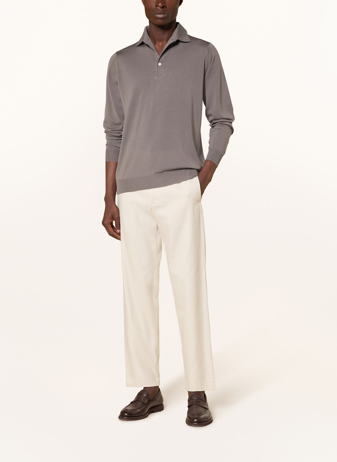 LARDINI Strick-Poloshirt: TAUPE