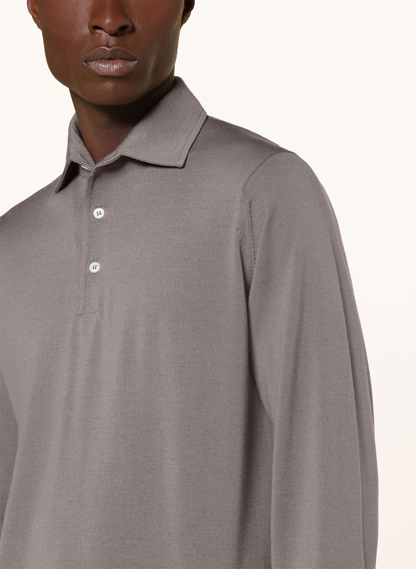 LARDINI Strick-Poloshirt: TAUPE