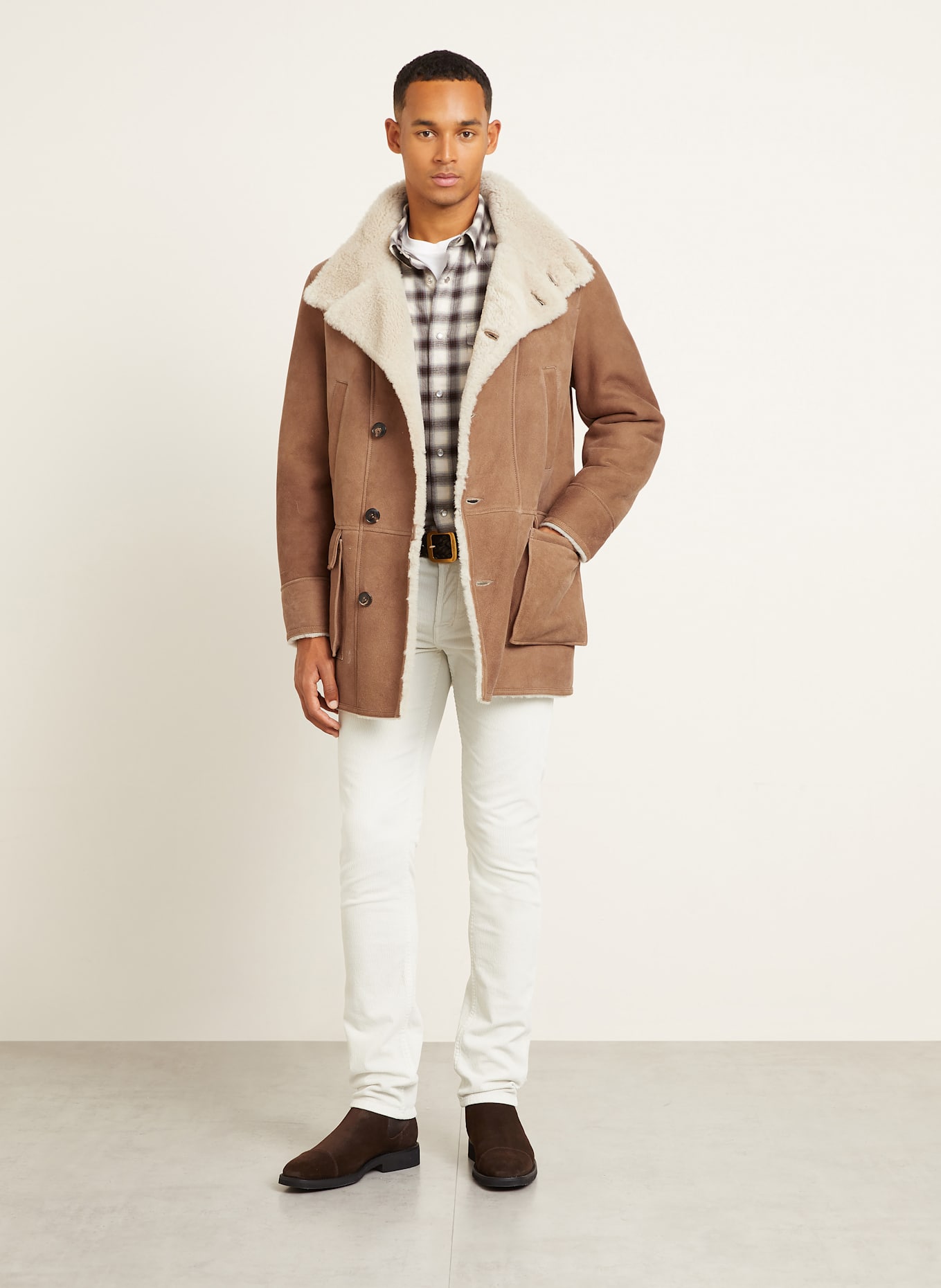 manzoni 24 Ledermantel: CAMEL