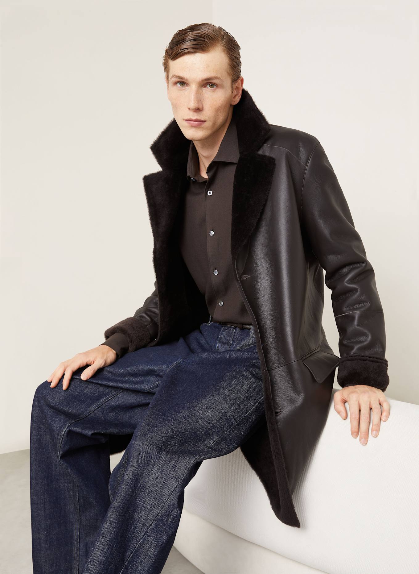 manzoni 24 Ledermantel: DUNKELBRAUN