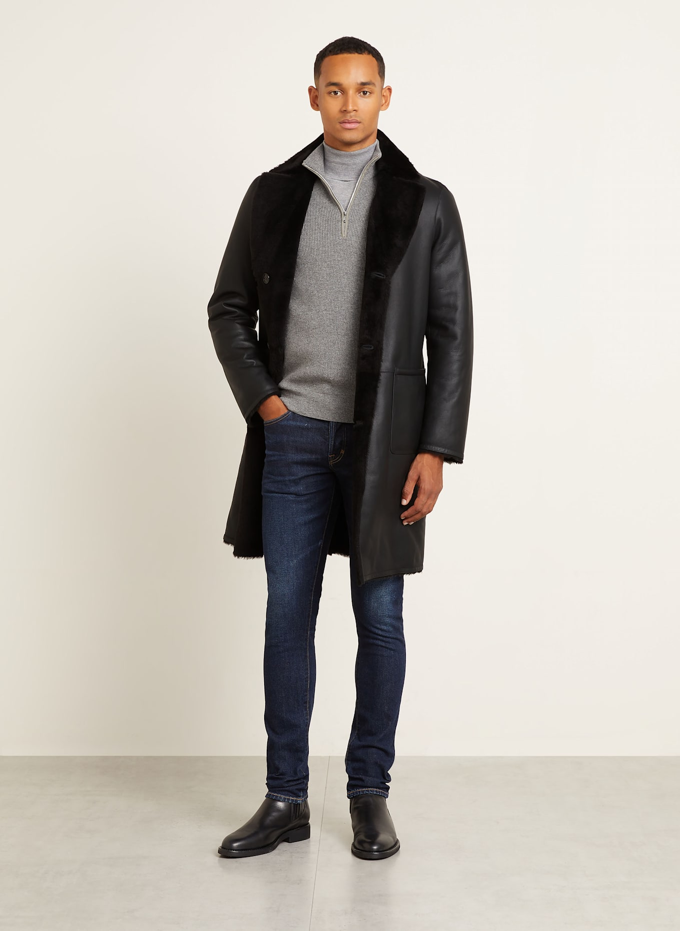 manzoni 24 Ledermantel zum Wenden: SCHWARZ