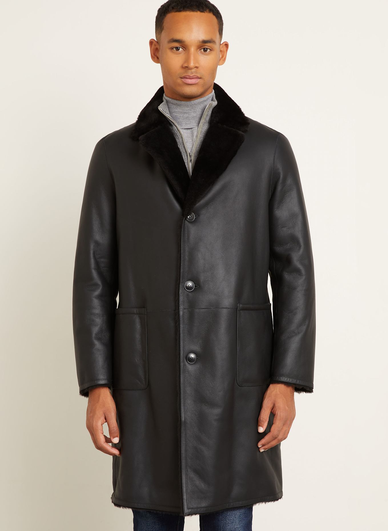 manzoni 24 Ledermantel zum Wenden: SCHWARZ