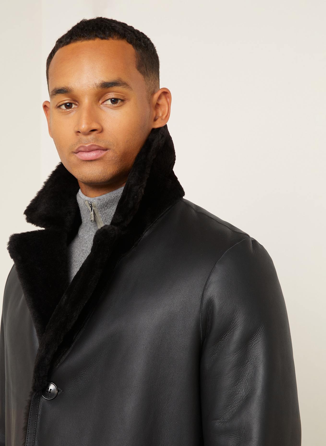 manzoni 24 Ledermantel zum Wenden: SCHWARZ