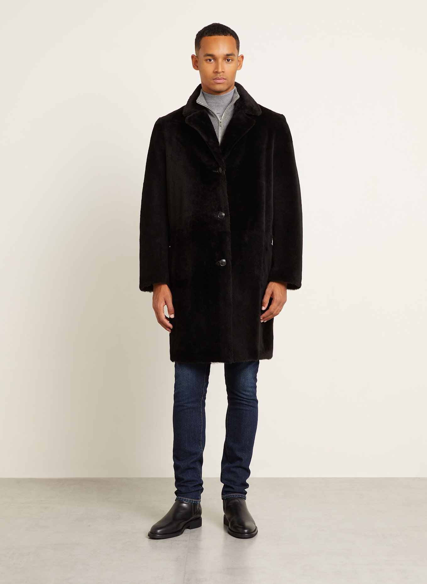 manzoni 24 Ledermantel zum Wenden: SCHWARZ