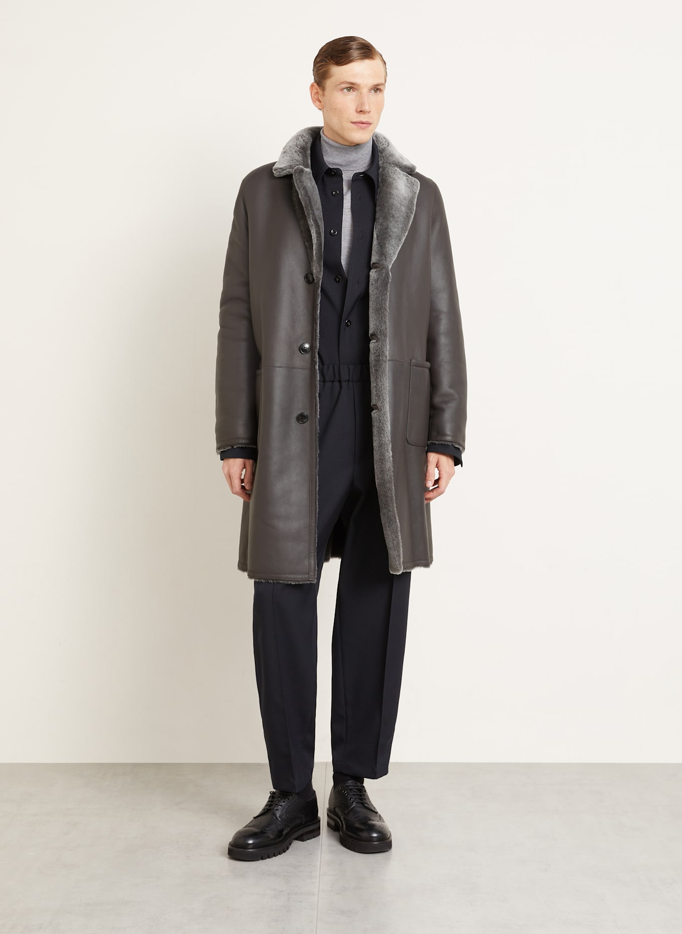manzoni 24 Ledermantel zum Wenden: DUNKELGRAU