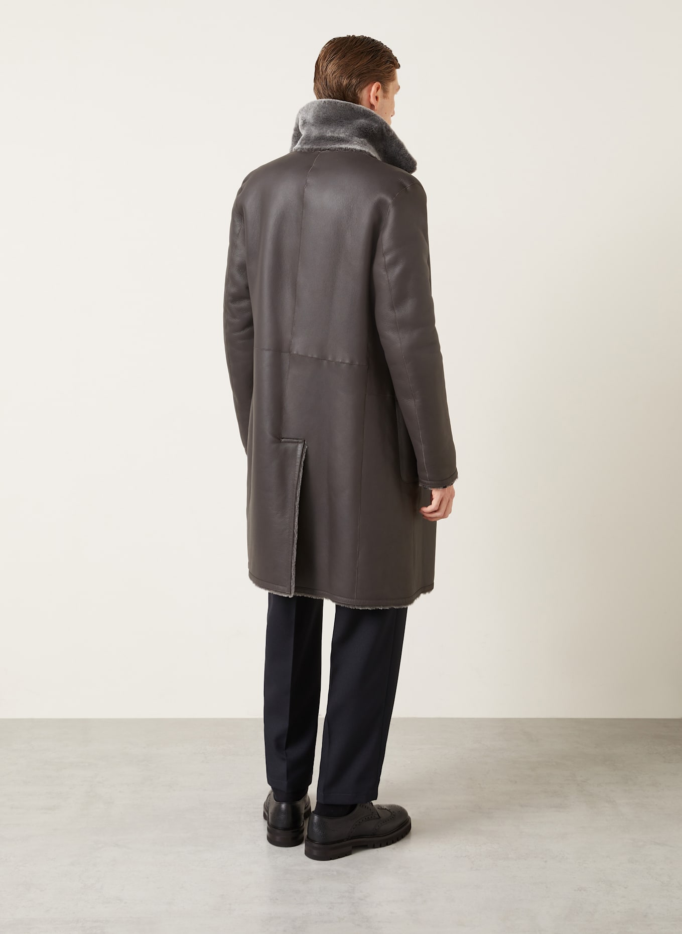 manzoni 24 Ledermantel zum Wenden: DUNKELGRAU